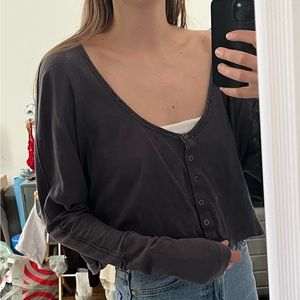 Dark Grey Cropped Cardigan Top
